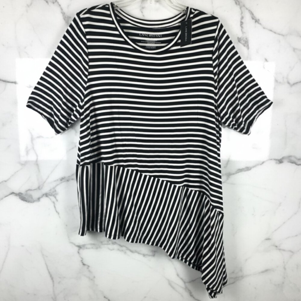 Lane Bryant Short Sleeve Women Black &White Top Tag Size 14/16 NWT